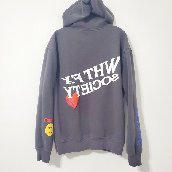 White Fox Boutique Graphic Oversized Hoodie Charcoal Women Medium - Picture 5 of 11